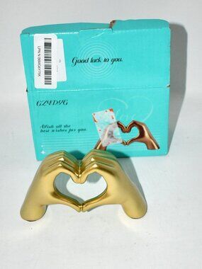 GZVDYG Gold Heart Hands Sculpture, Small Resin Statue, Home Decor, NWT